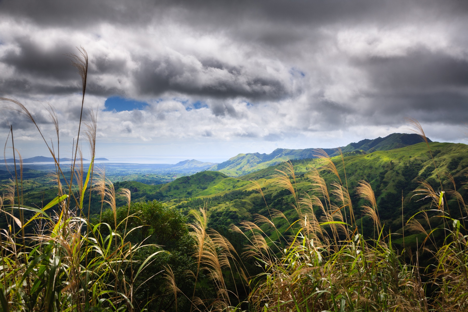 Fiji island hills and coastline